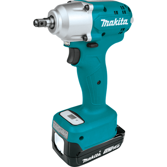 Chave de impacto Makita DTWA com função Shut Off, bateria 14,4 V e design ergonômico para aplicações de Engenharia Mecânica