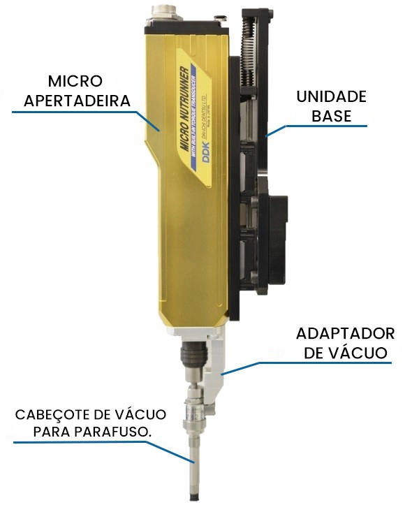 Fuso elétrico micro MFT com controlador AFC3000 para fixação de alta precisão em componentes eletrônicos e aplicações delicadas.
