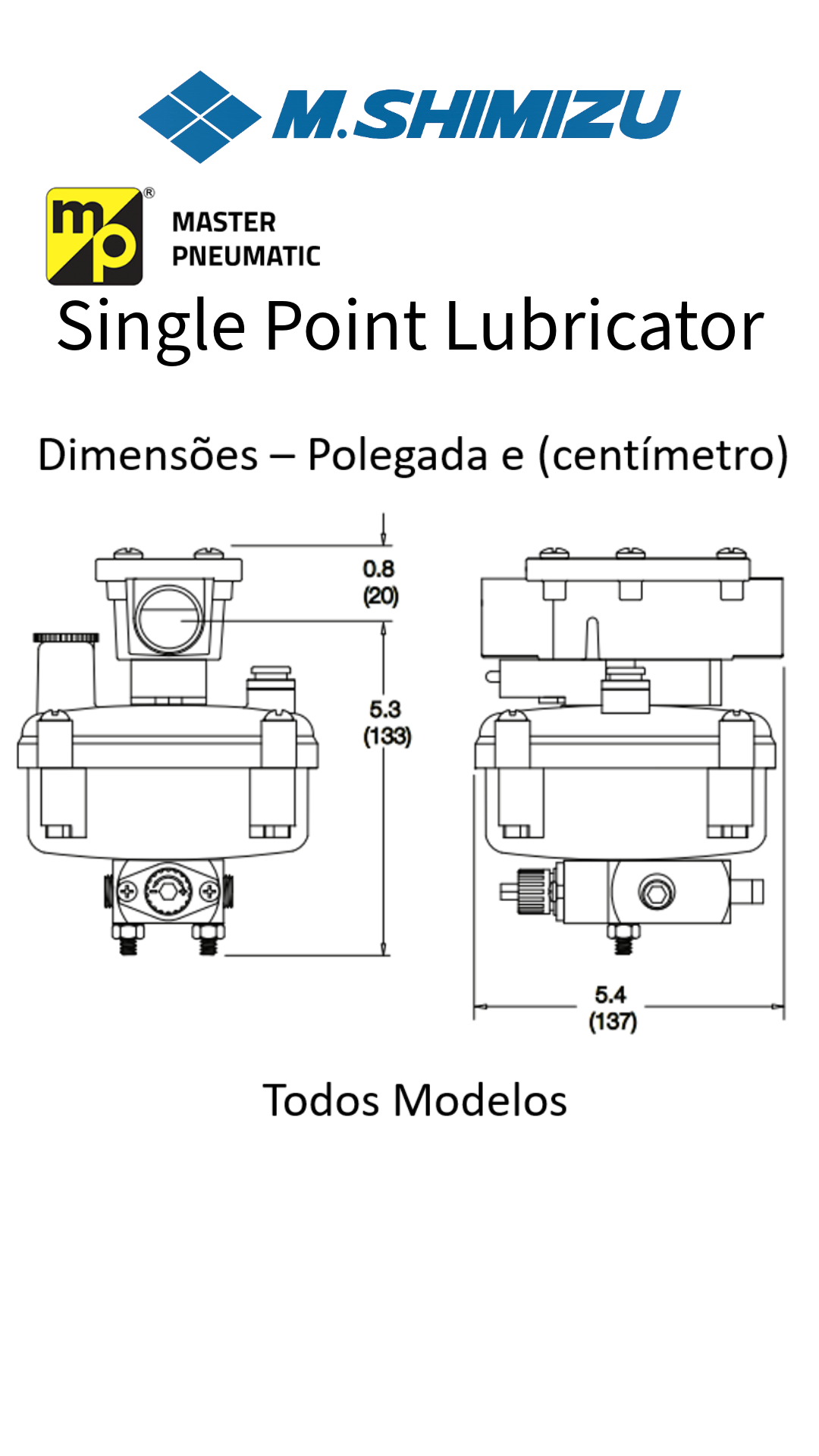 Lubrificador pneumático Single Point Master Pneumatic para lubrificação de equipamentos industriais.