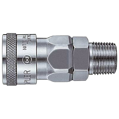 Soquete pneumático Hi Cupla Série SM Nitto Kohki com rosca externa, em aço de alta durabilidade, compatível com toda a linha de engates Nitto