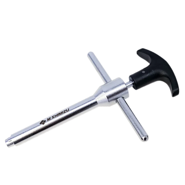 Torquímetro de estalo com cabeça intercambiável redonda, cabo ergonômico e escala de torque ajustável, ideal para aplicações industriais de precisão – M. Shimizu