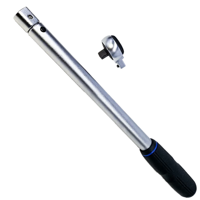 Torquímetro de estalo com cabeça intercambiável redonda, cabo ergonômico e escala de torque ajustável, ideal para aplicações industriais de precisão – M. Shimizu